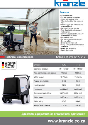 2023 kranzle therm 1017 brochure