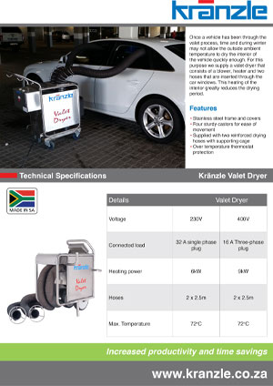 2023 kranzle valet dryer brochure