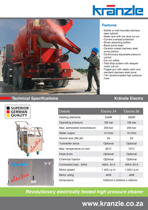 kranzle electra 24 36 brochure