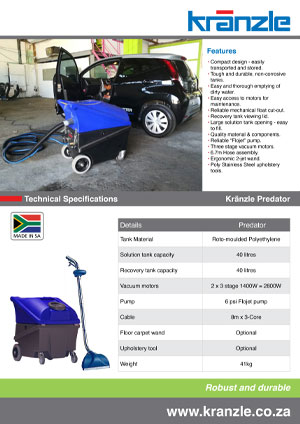kranzle predator carpet and upholstery cleaner