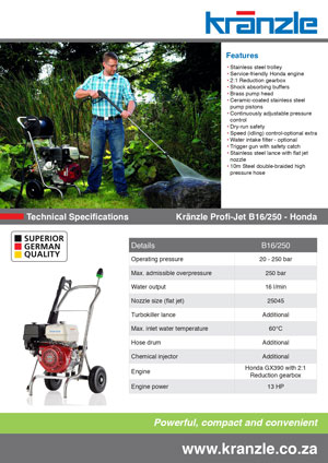 kranzle profi jet 16 250 brochure