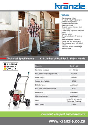 kranzle profi jet honda 13 150 page 00001