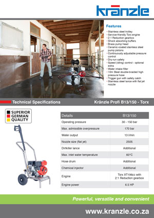 kranzle torx 13 150 brochure